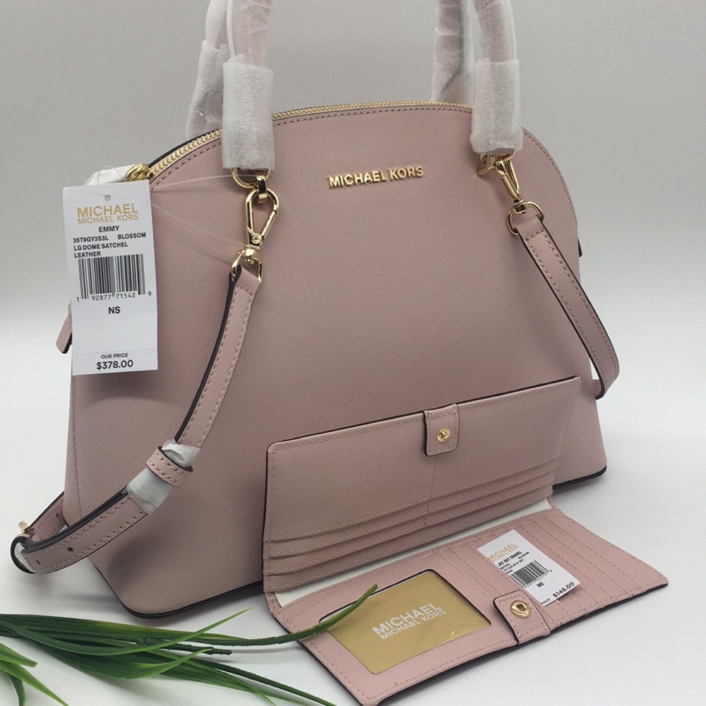 Michael Kors LG Dome Satchel Bag & Wallet BLOSSOM - Picture 4 of 10